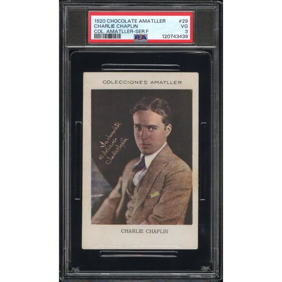 RARE 1920 Chocolate Amatller Charlie Chaplin PSA 3 Highest Grade Series F #29 - Picture 1 of 4